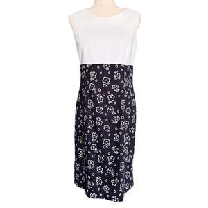VTG Donna Toran Sheath dress Womens 6 8 black white floral 2 tone professional‎